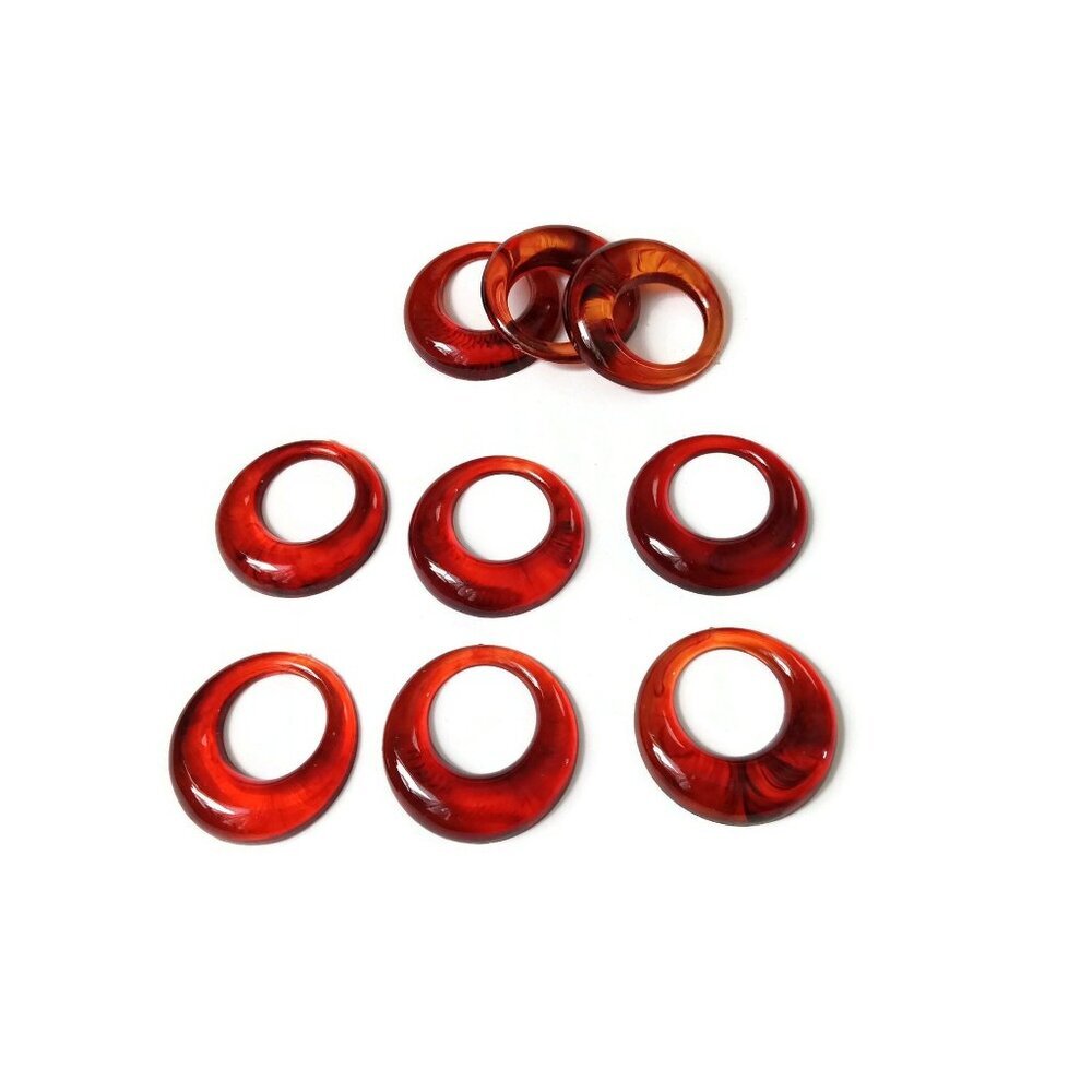 Tortoise Shell‎ Flat-Back Acrylic Hoops 35mm -10 pieces